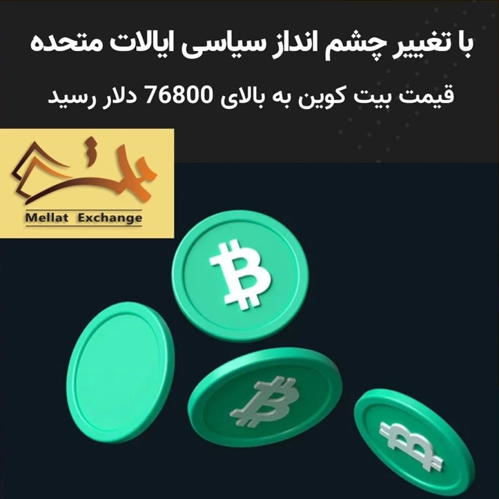 با تغییر چشم انداز سیاسی ایالات متحده، قیمت بیت کوین به بالای 76800 دلار رسید